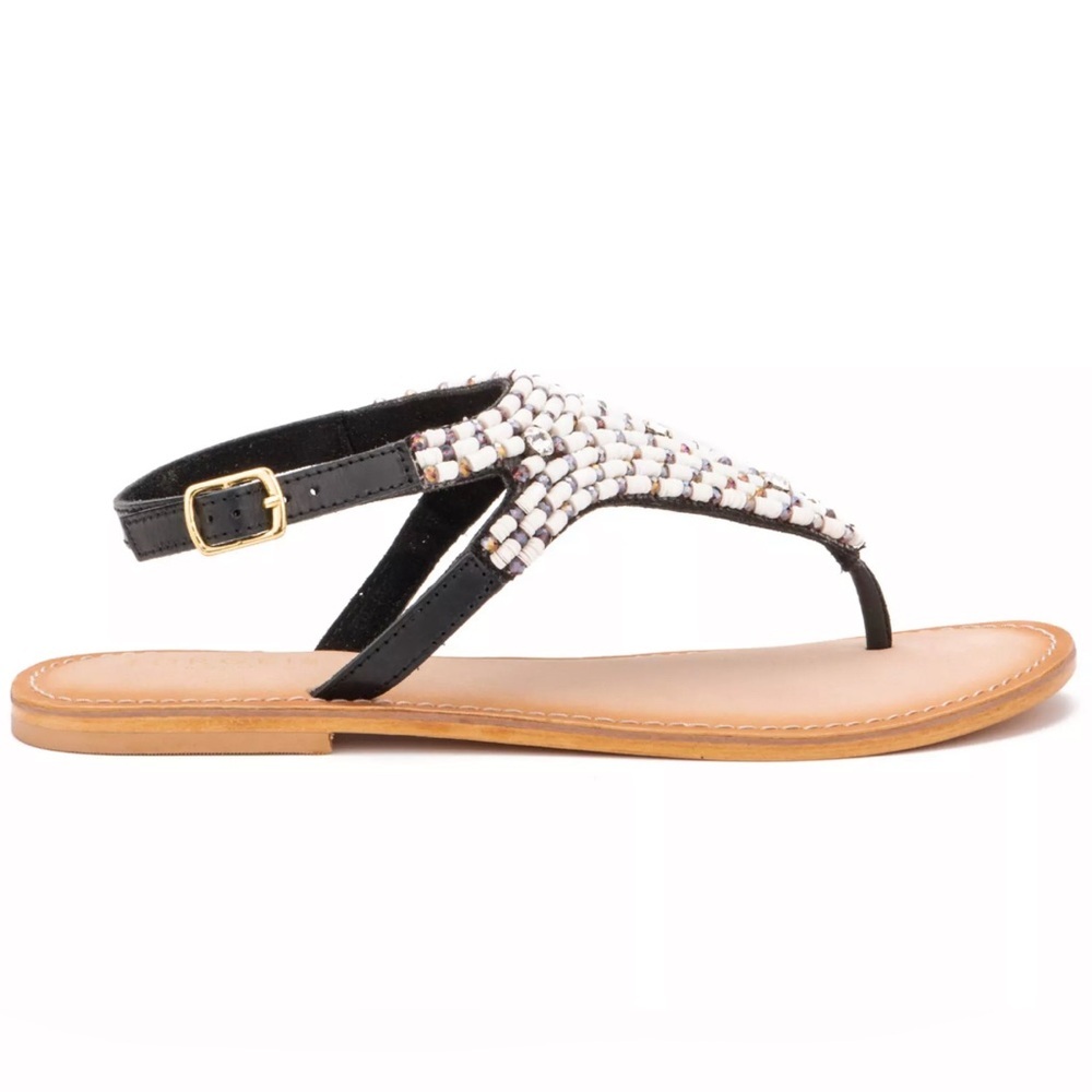 TORGEIS Leather Beaded Flat Sandals Size 10 EUC
